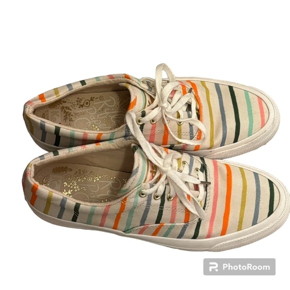 Keds Rifle Paper Co Striped Canvas Lace Up Sneakers Casual Size 6 - Picture 2 of 5